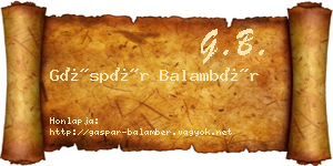 Gáspár Balambér névjegykártya